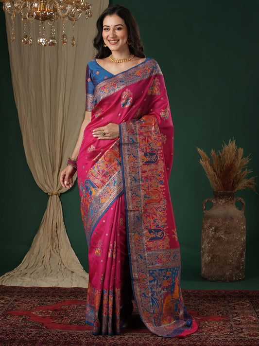 Dola Silk Patola Print Zari Border Saree - Ressa