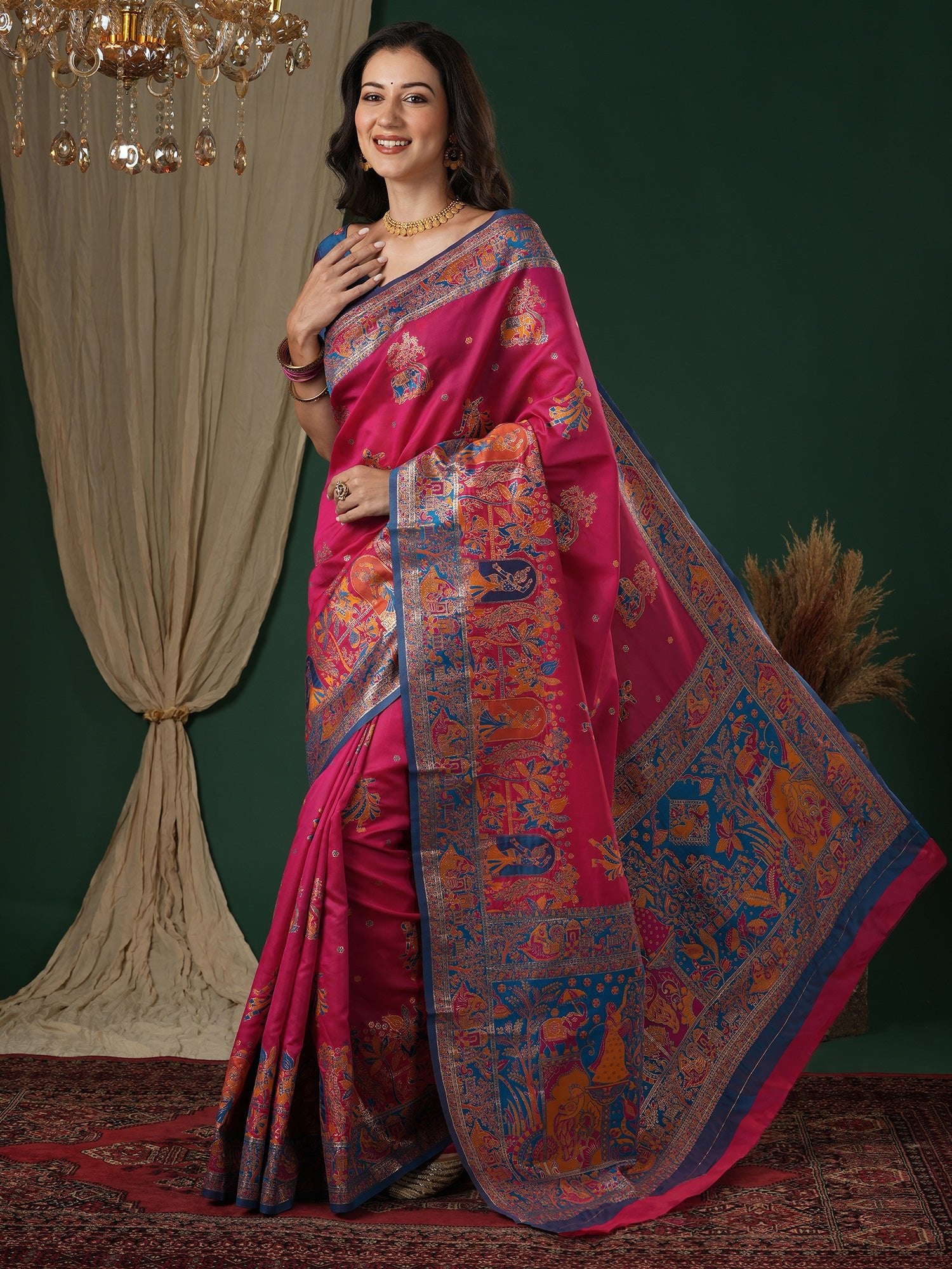Dola Silk Patola Print Zari Border Saree - Ressa