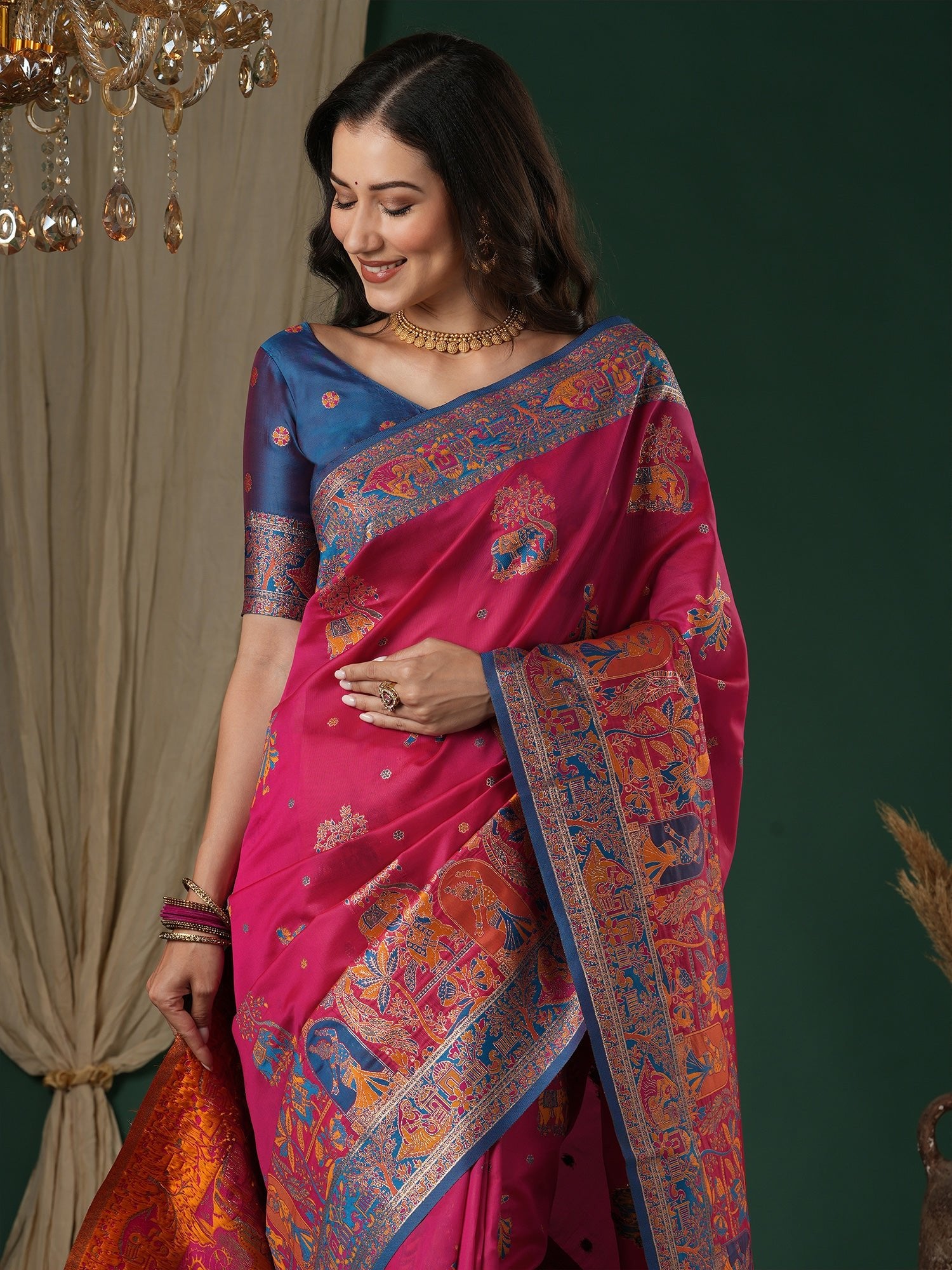 Dola Silk Patola Print Zari Border Saree - Ressa