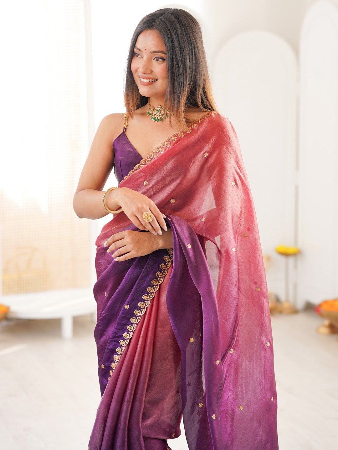 Dual-Tone Ombre Tissue Saree - Ressa