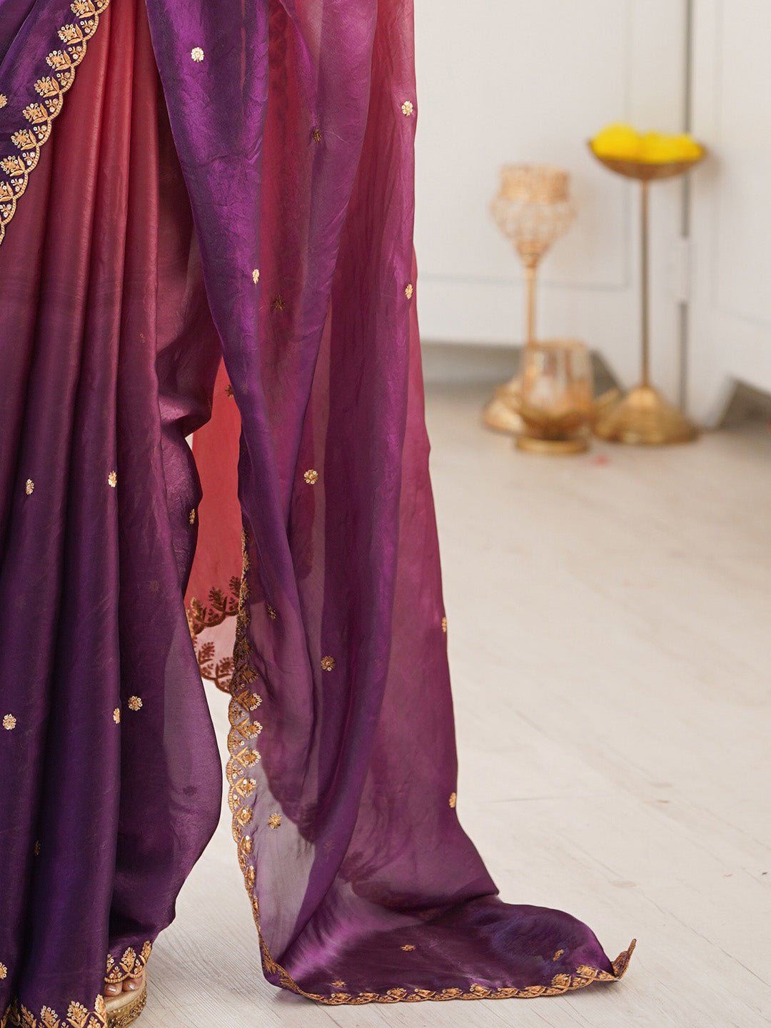 Dual-Tone Ombre Tissue Saree - Ressa