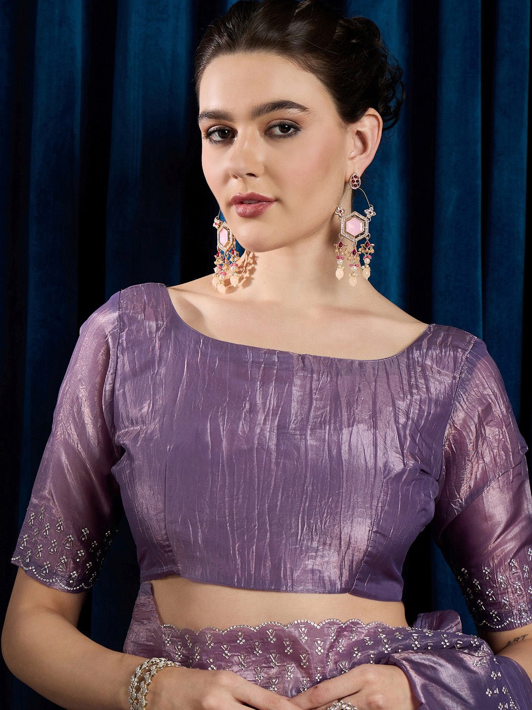 Dusty Lavender Paper Silk Saree - Ressa
