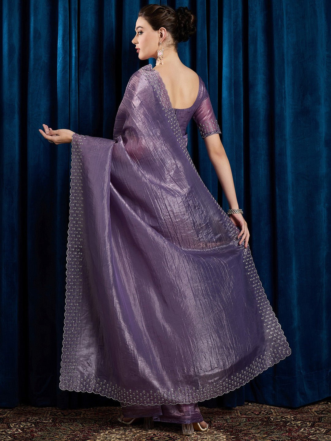 Dusty Lavender Paper Silk Saree - Ressa