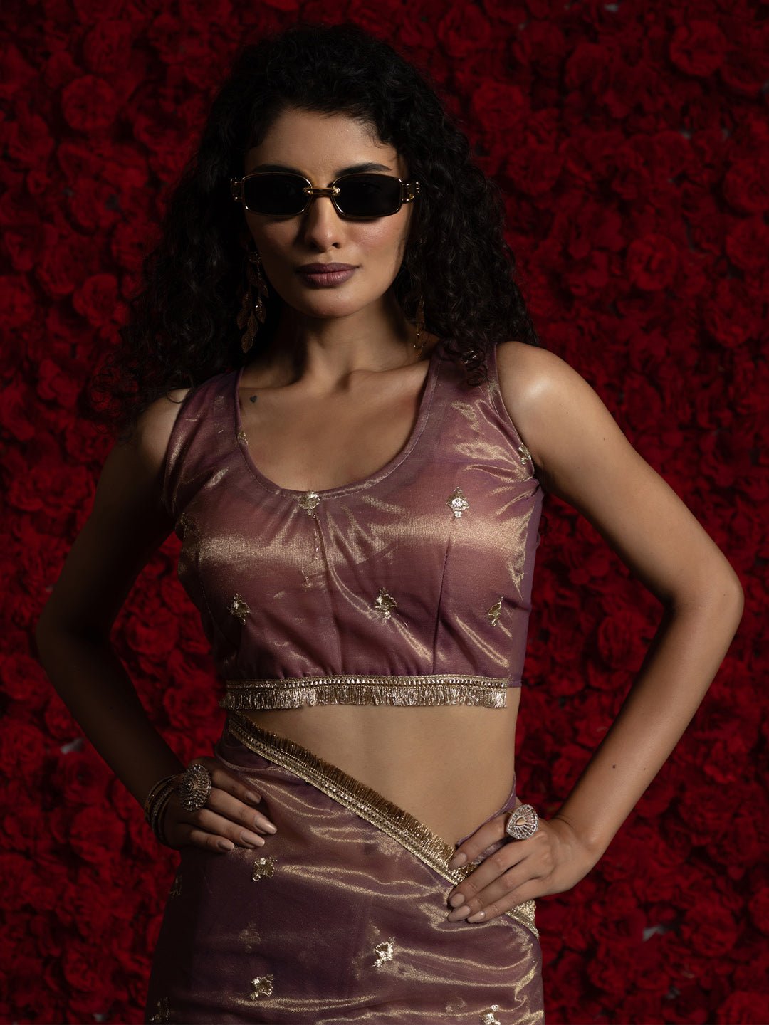 Dusty Lavender Super Net Saree - Ressa