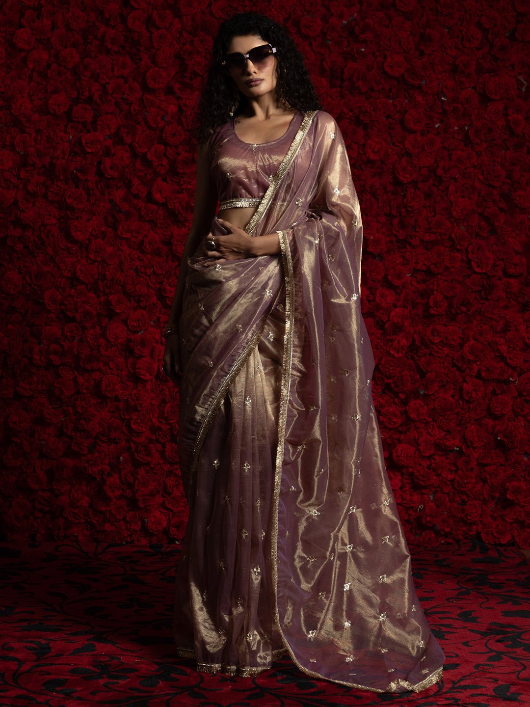 Dusty Lavender Super Net Saree - Ressa