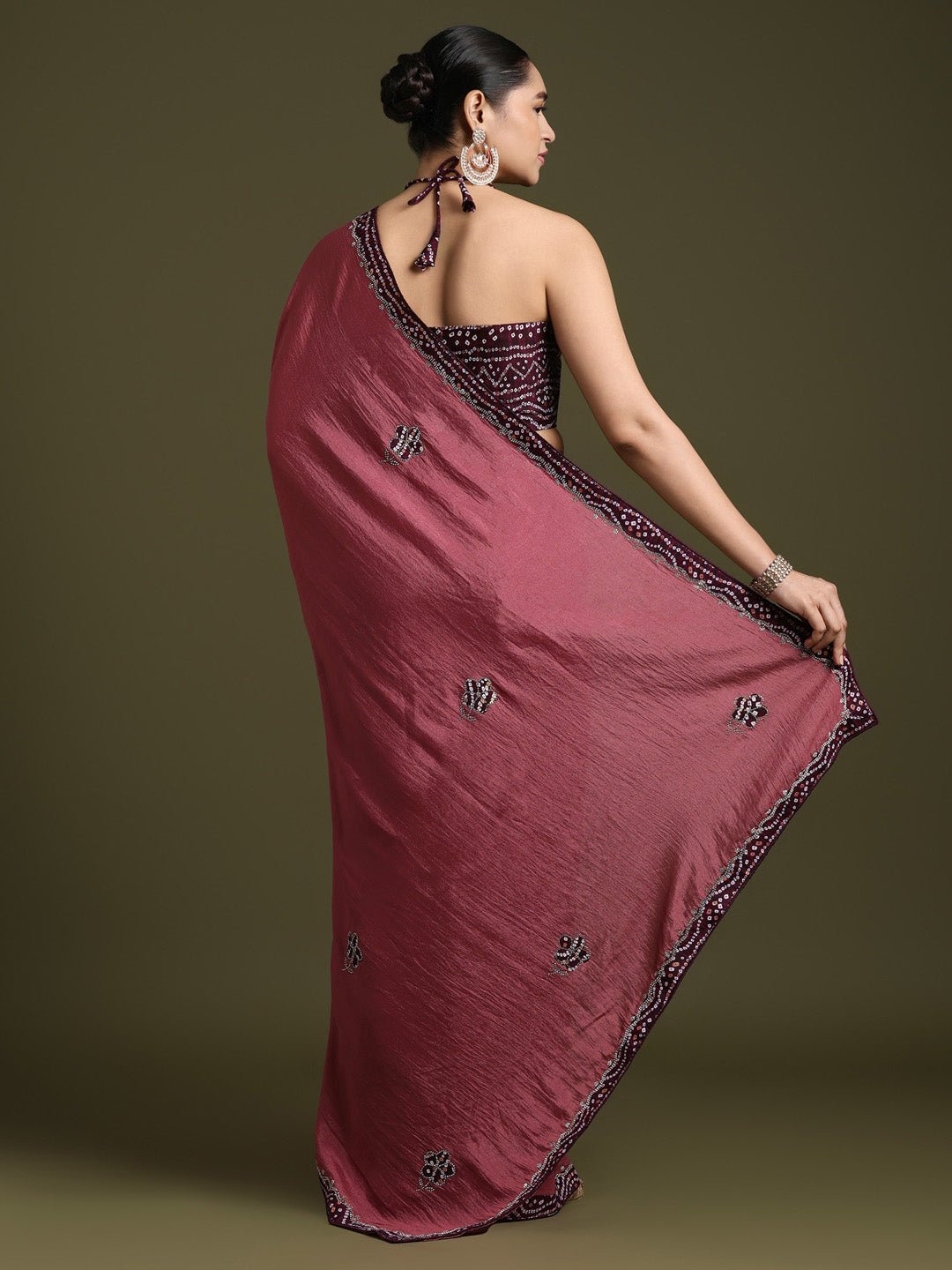 Dusty pink georgette saree - Ressa