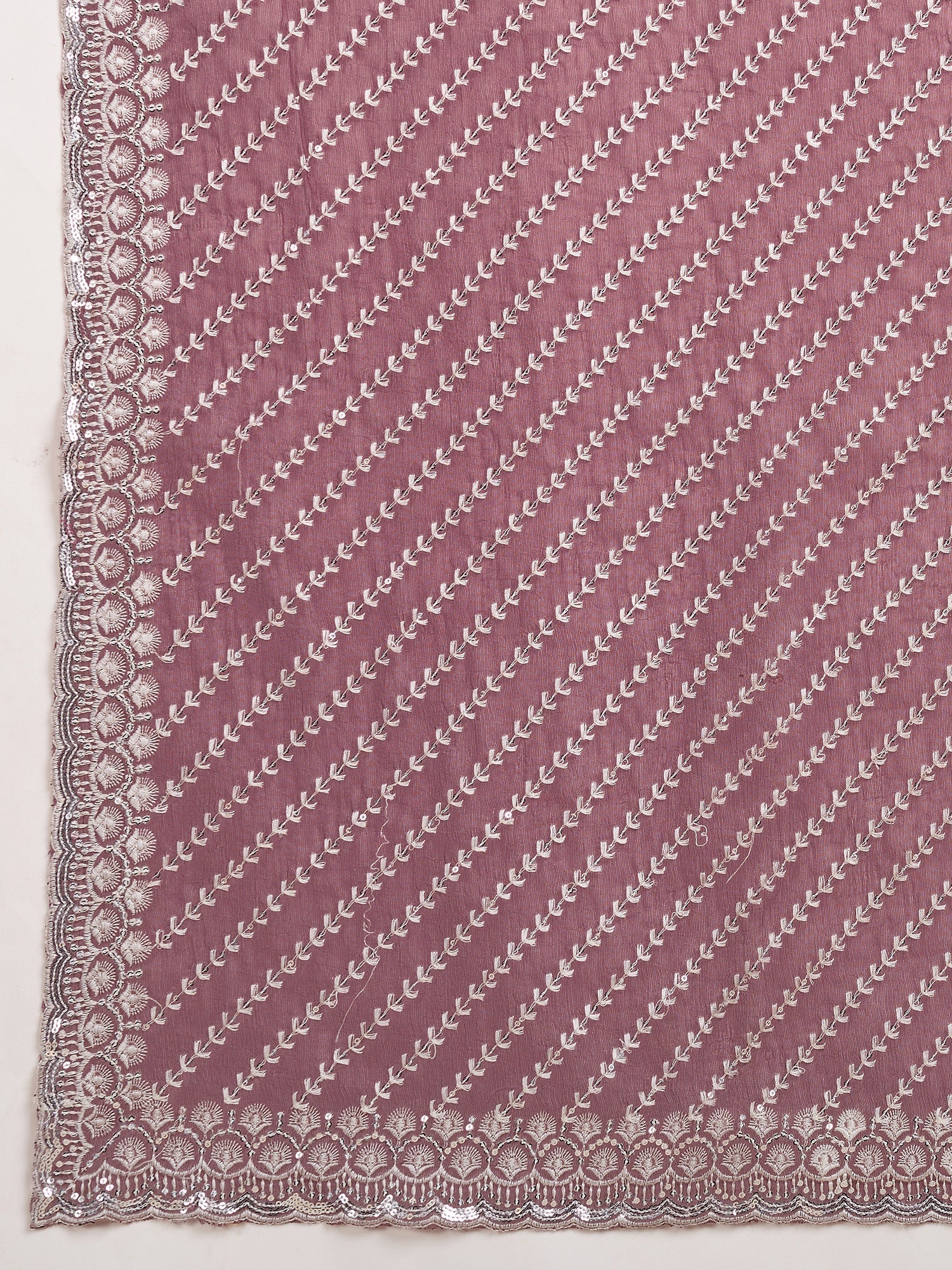 Dusty Pink Tissue Embroidery Saree - Ressa