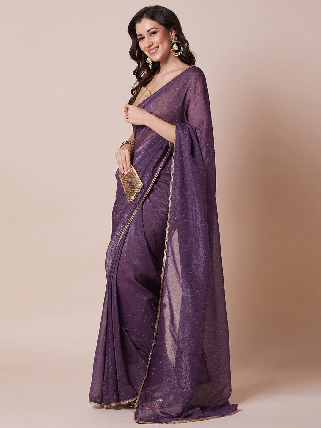 Dusty Purple Chiffon Saree - Ressa