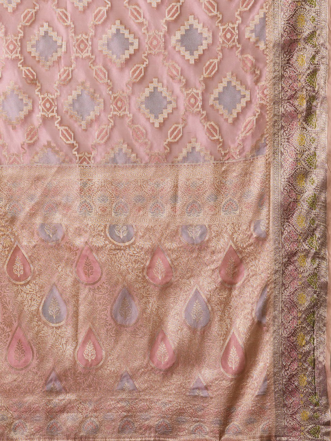 Dusty rose Banarasi Orgnaza Saree - Ressa