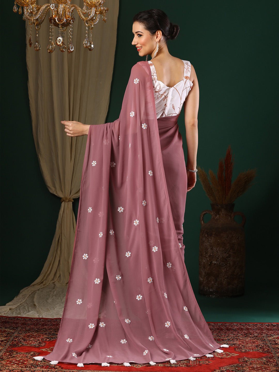 Dusty Rose Georgette Saree - Ressa