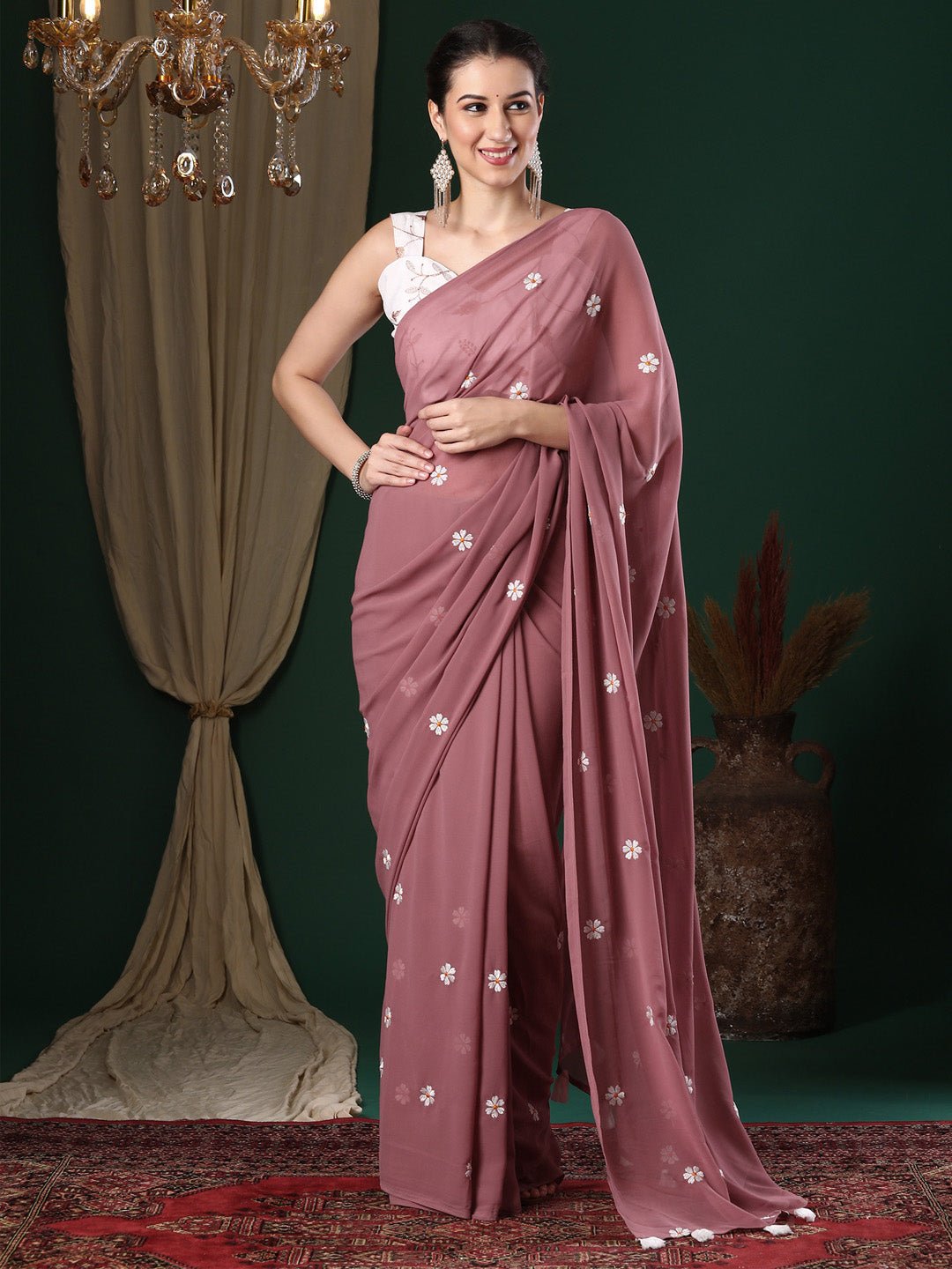 Dusty Rose Georgette Saree - Ressa