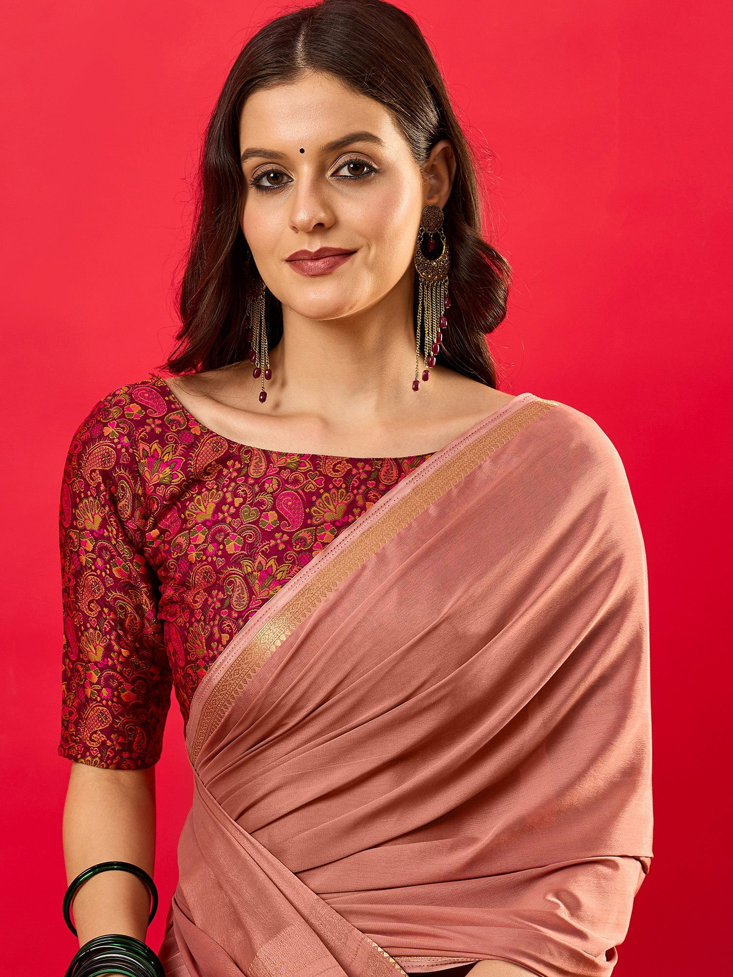 Dusty Rose Mysore Silk Saree - Ressa