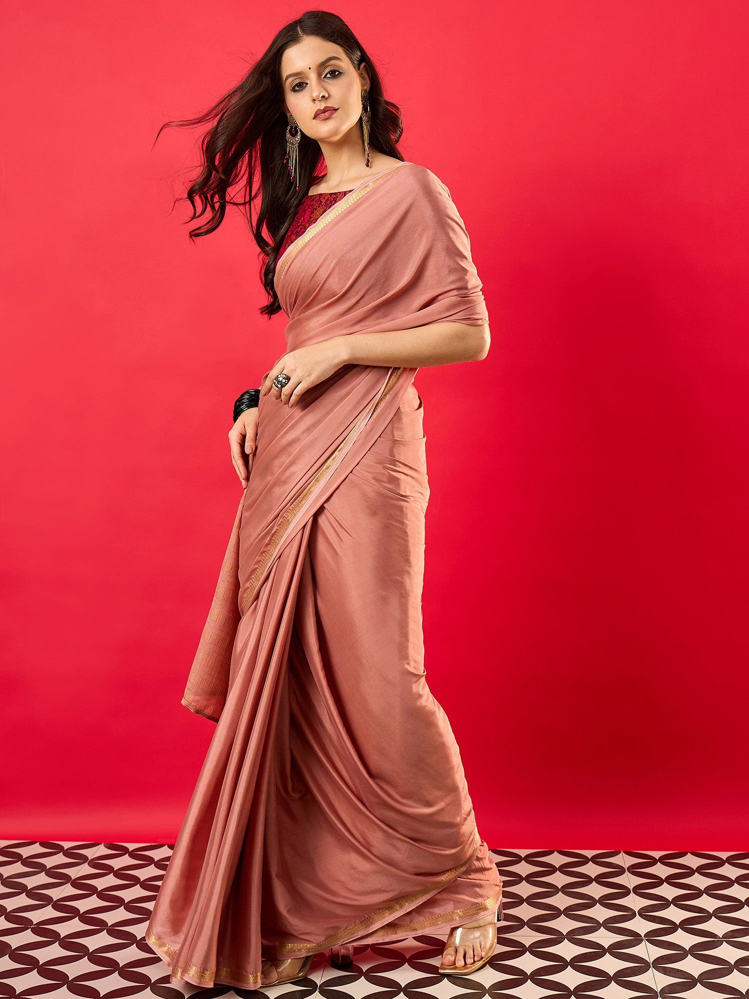 Dusty Rose Mysore Silk Saree - Ressa