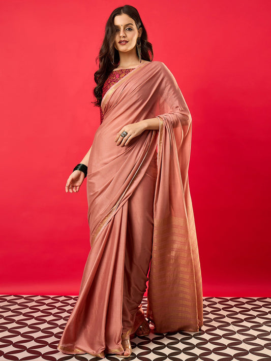 Dusty Rose Mysore Silk Saree - Ressa