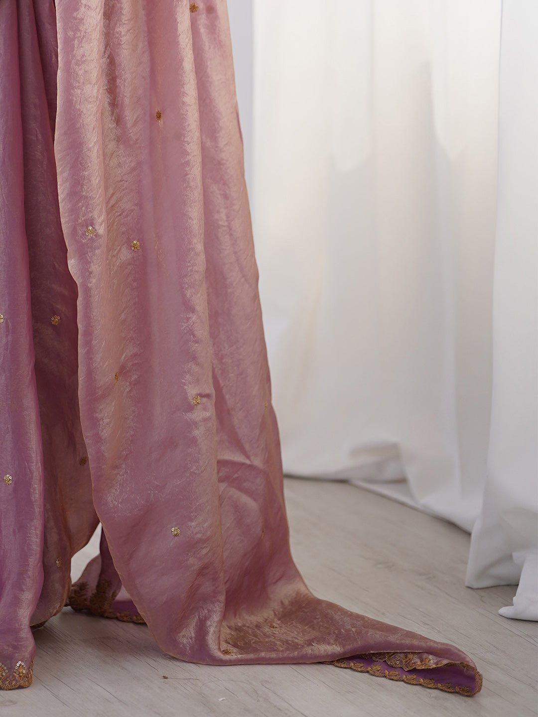 Dusty Rose Paper Silk Saree - Ressa