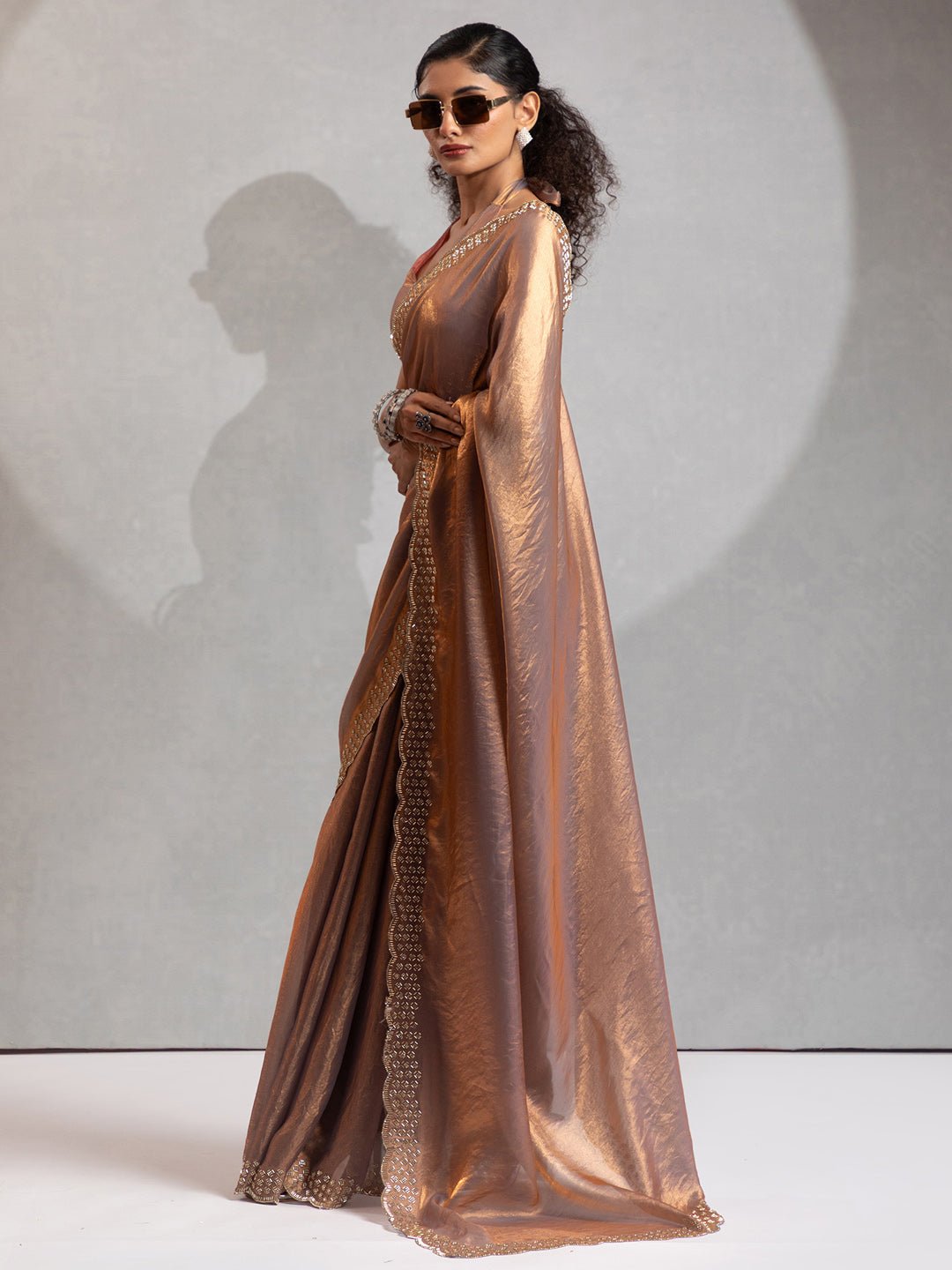 Elegant Copper Silk Blend Saree - Ressa