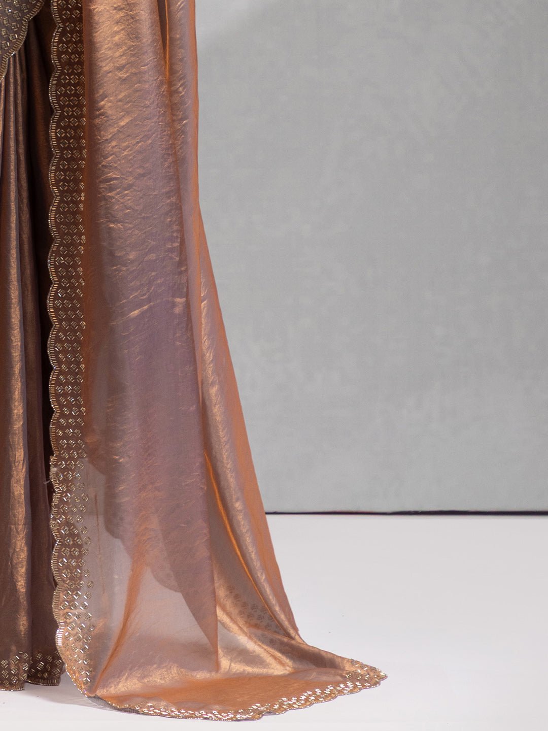 Elegant Copper Silk Blend Saree - Ressa