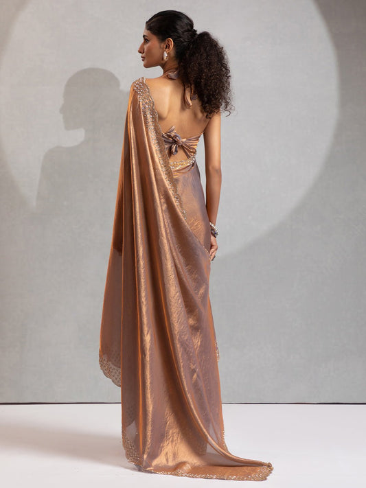 Elegant Copper Silk Blend Saree - Ressa
