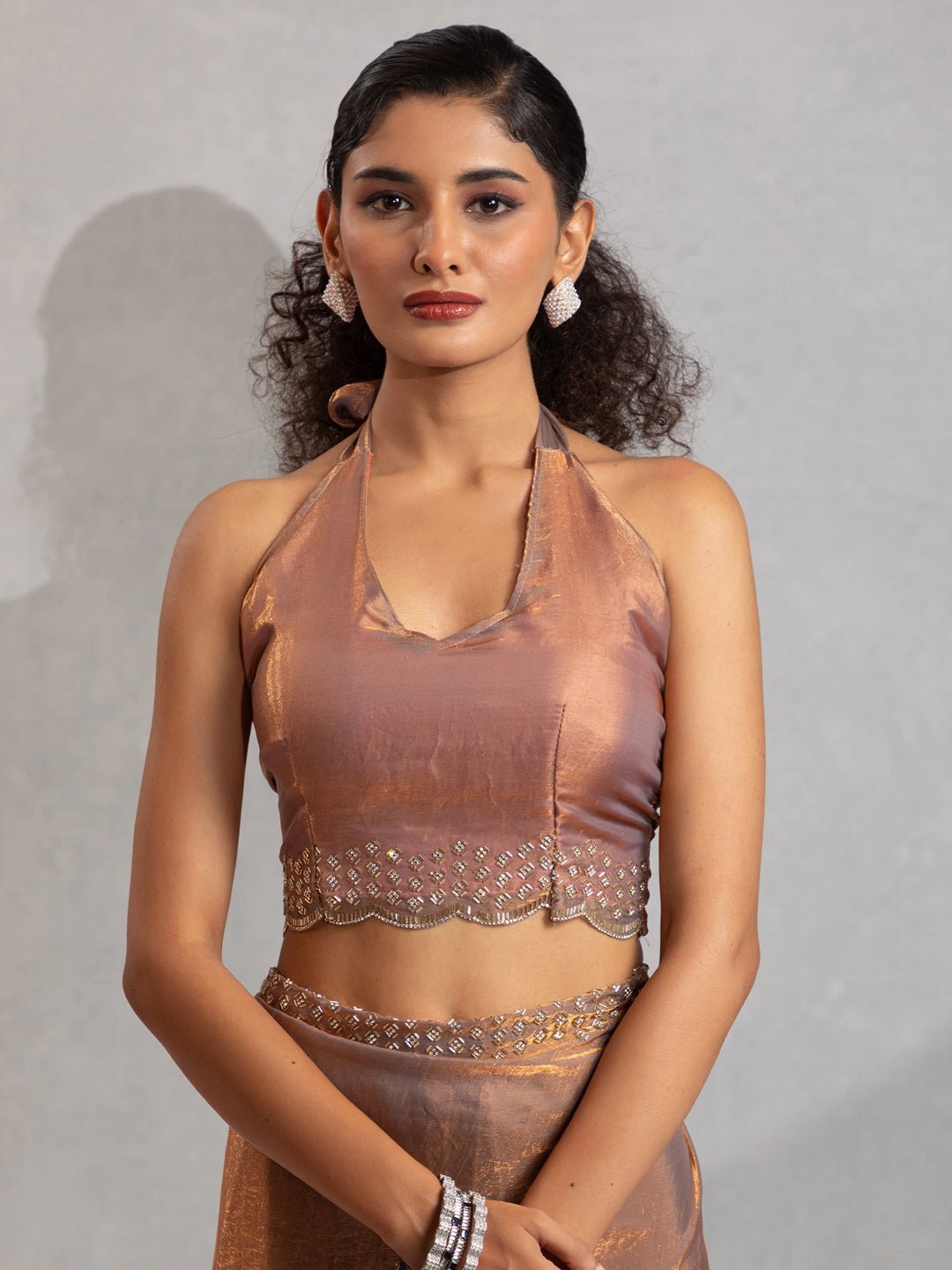 Elegant Copper Silk Blend Saree - Ressa