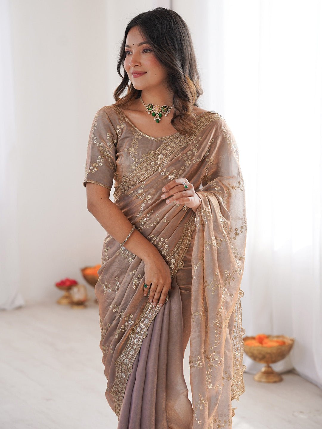 Elegant Embroidered Silk Blend Saree - Ressa