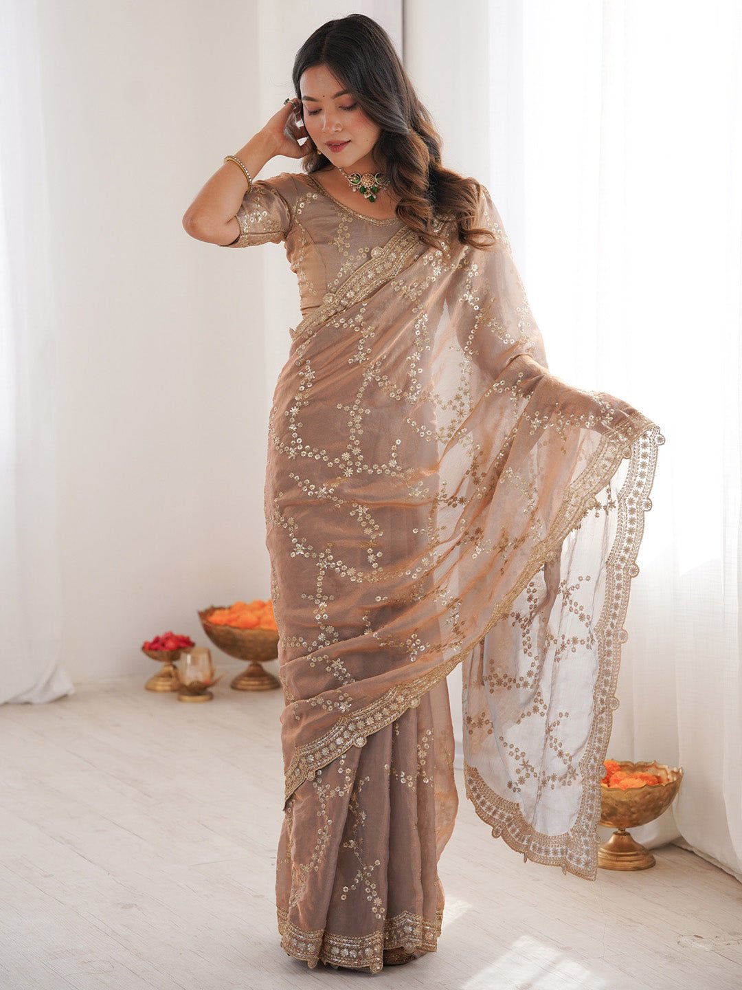 Elegant Embroidered Silk Blend Saree - Ressa