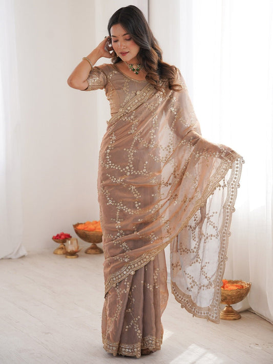 Elegant Embroidered Silk Blend Saree - Ressa