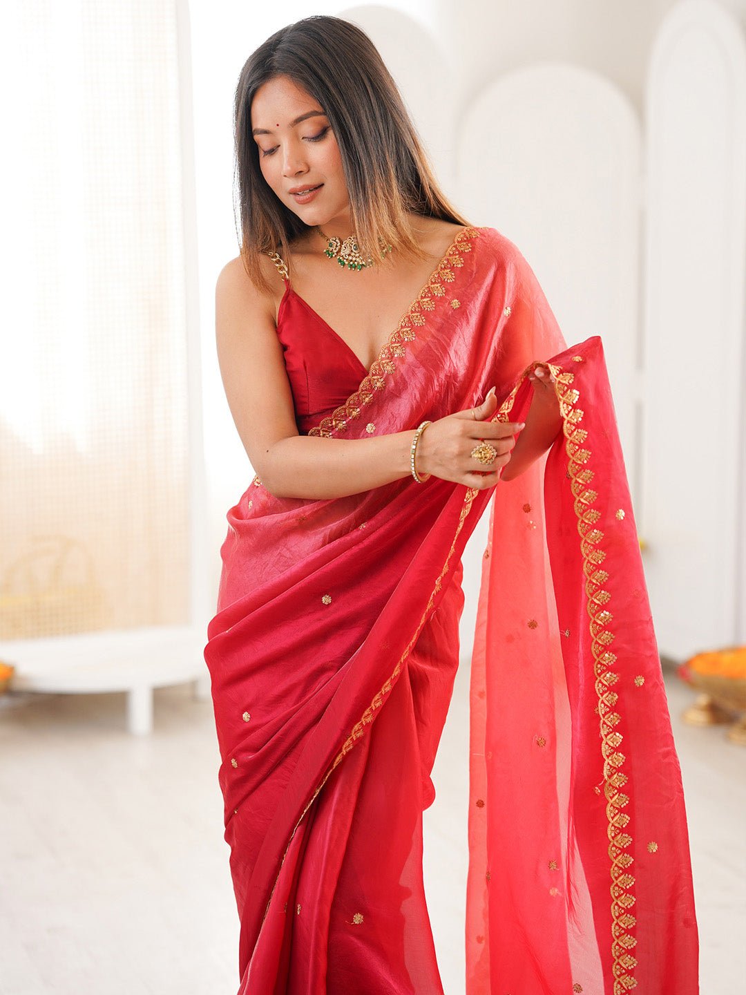 Elegant Maroon Silk Blend Saree - Ressa