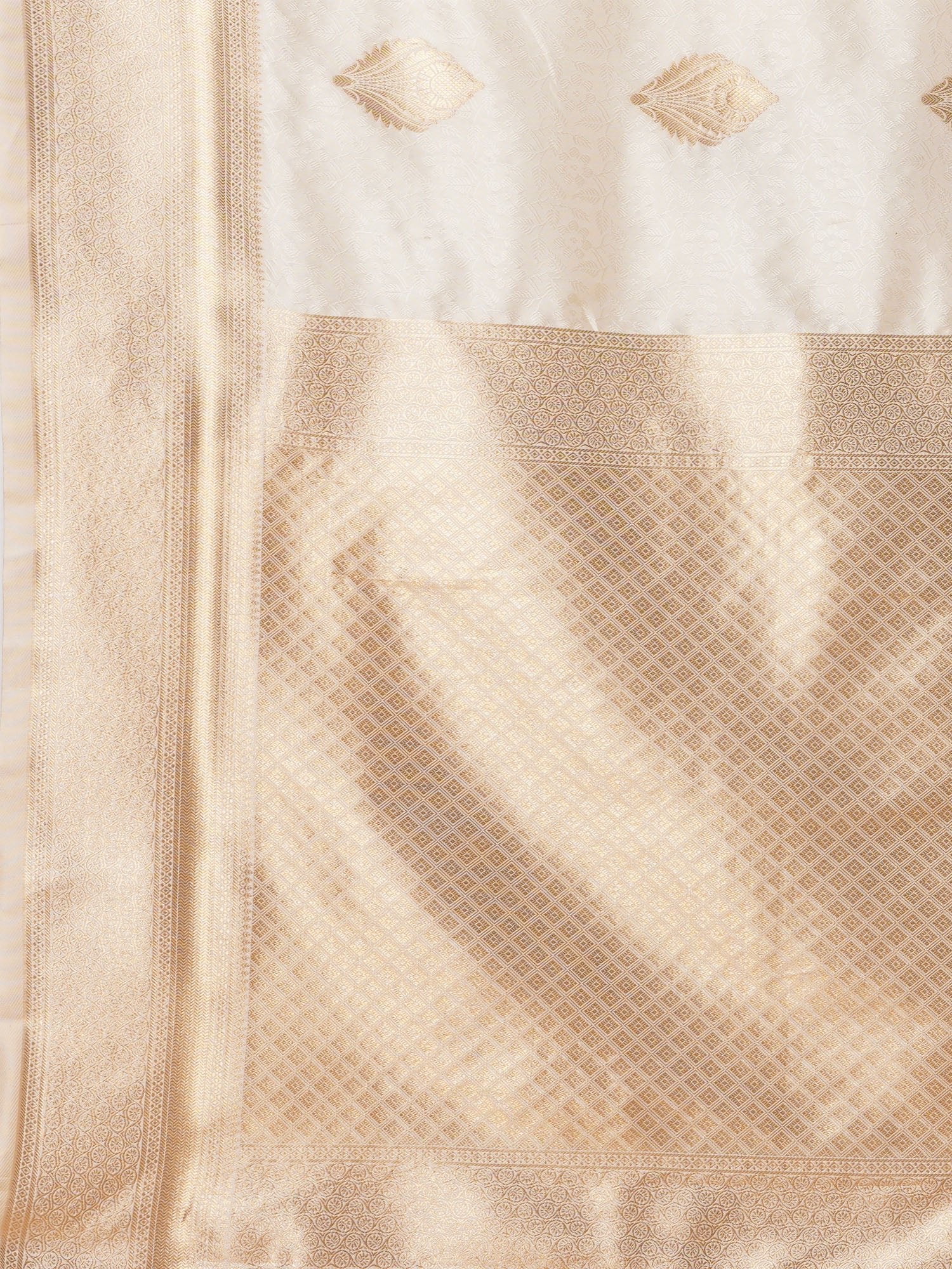 Elegant Off-White Silk Blend Zari Woven Saree - Ressa