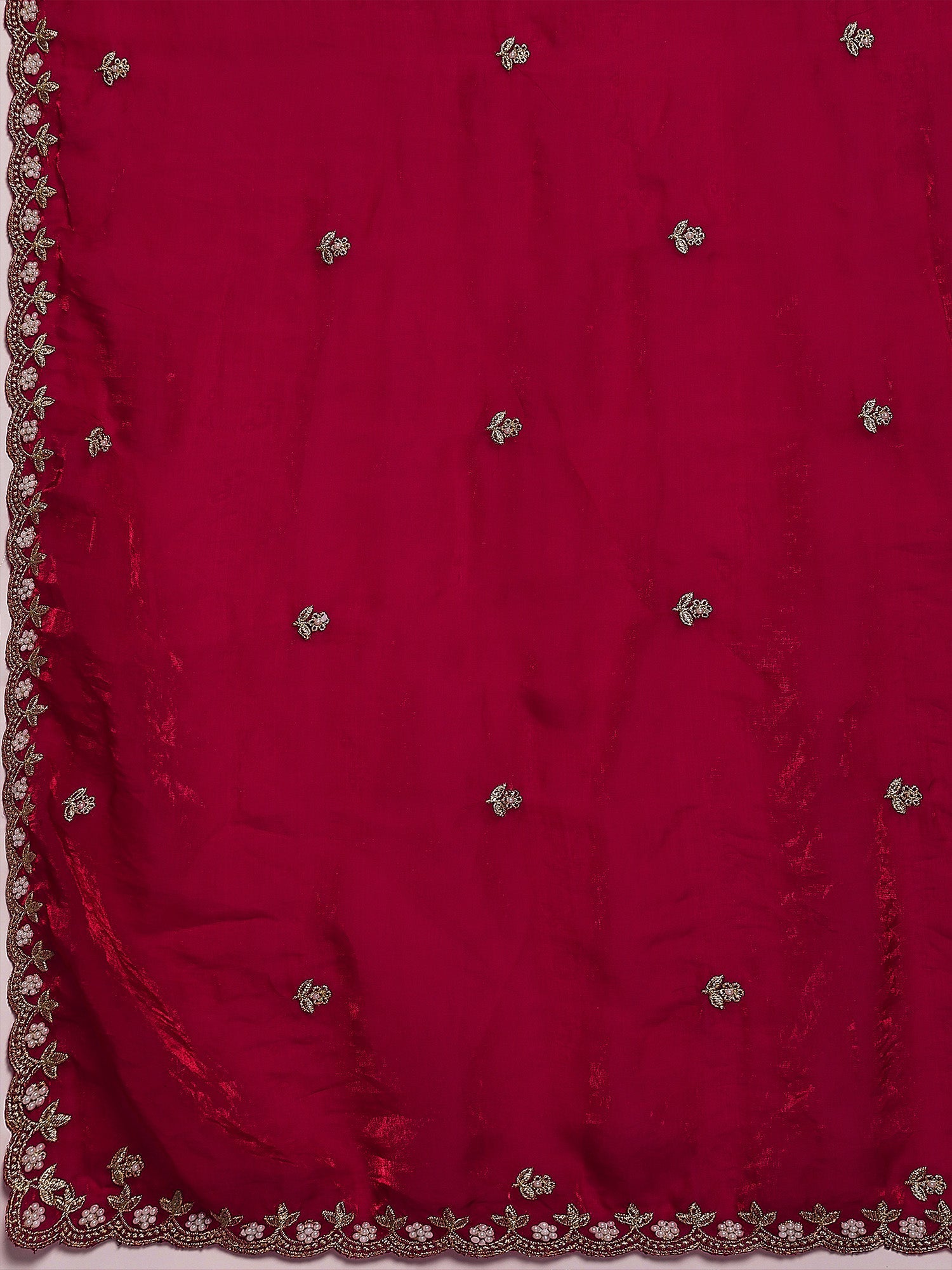 Embellished Beads and Stones Satin Saree - Ressa