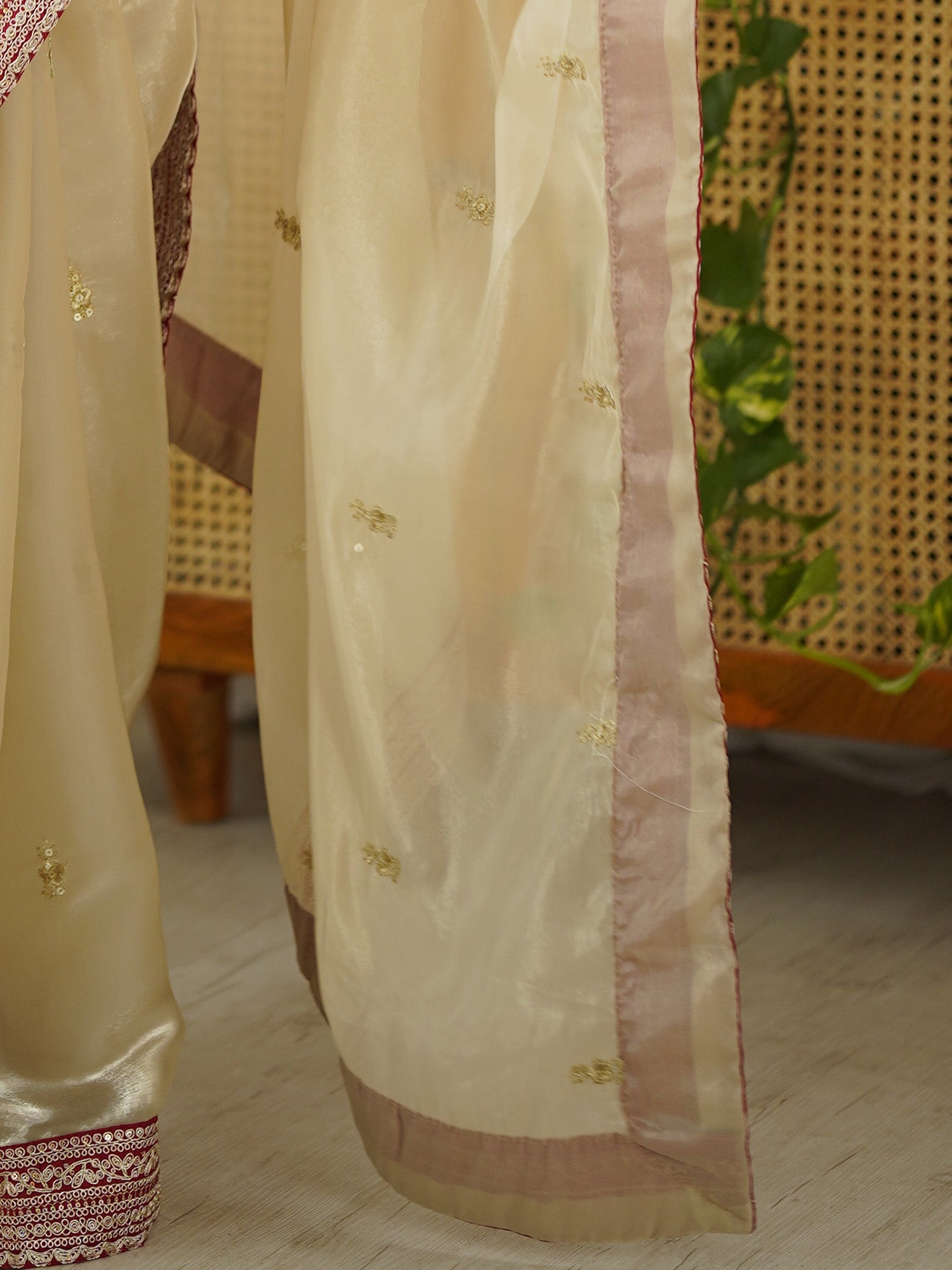 Embellished Sequinned Organza Saree - Ressa