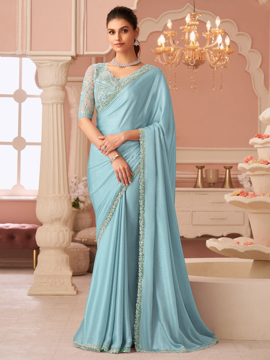 Embellished Sequinned Pure Chiffon Saree - Ressa