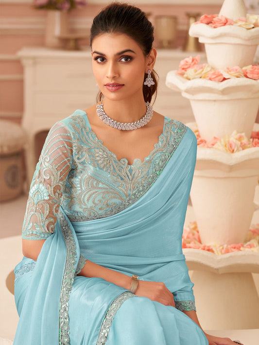 Embellished Sequinned Pure Chiffon Saree - Ressa