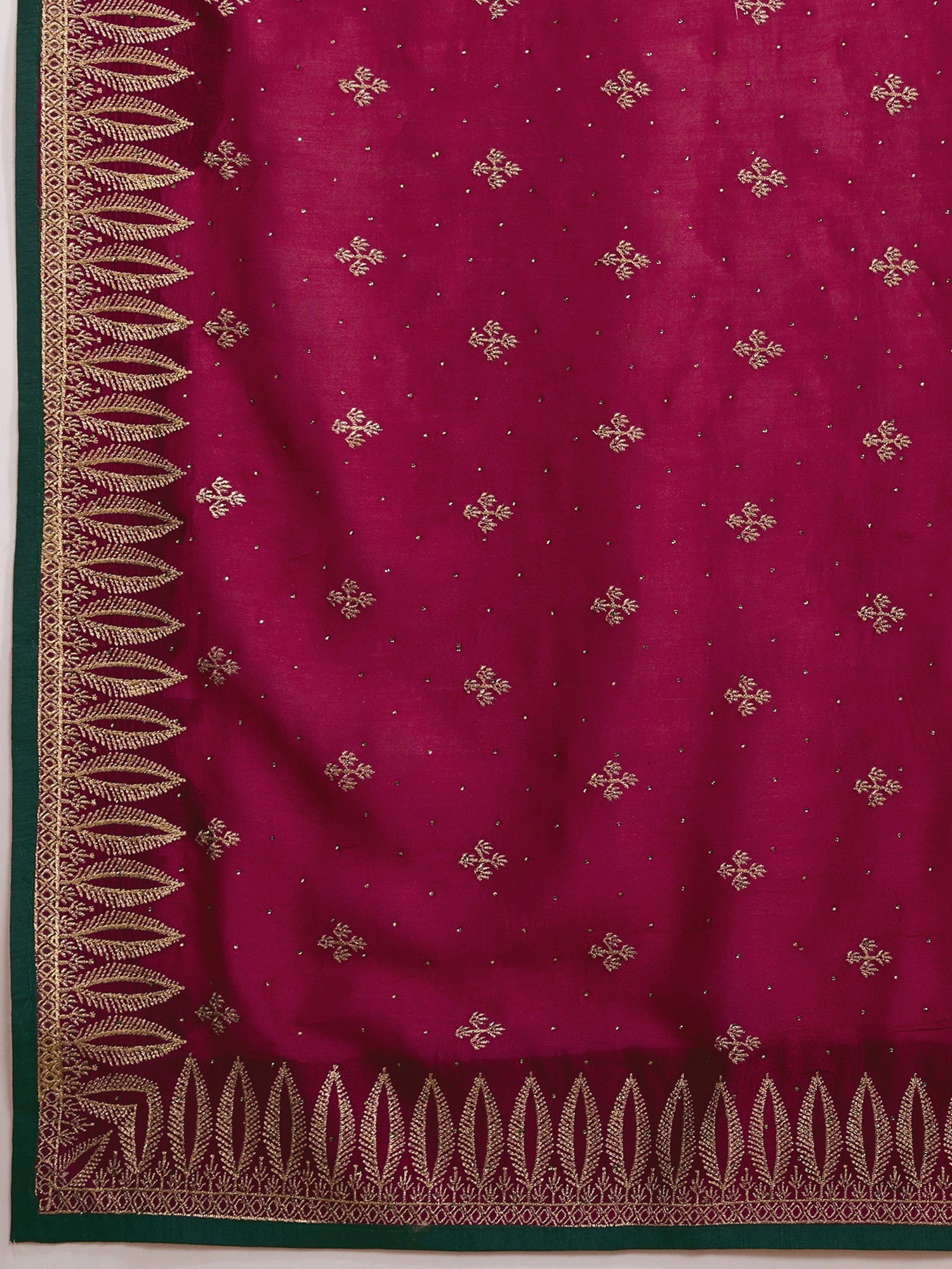 Embroidered Silk Blend Saree with Green Blouse - Ressa