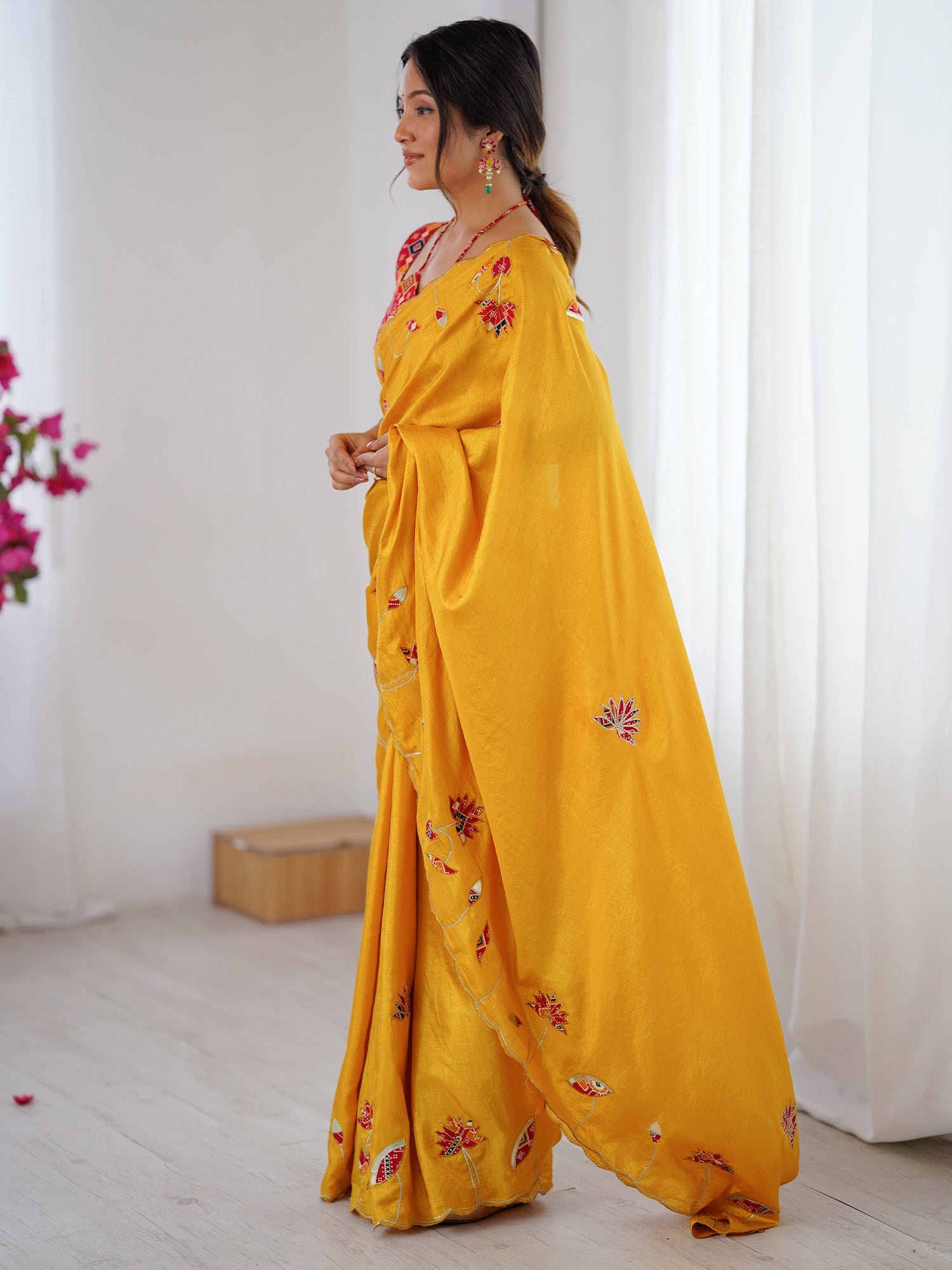 Embroidered Silk Saree with Patola Blouse - Ressa