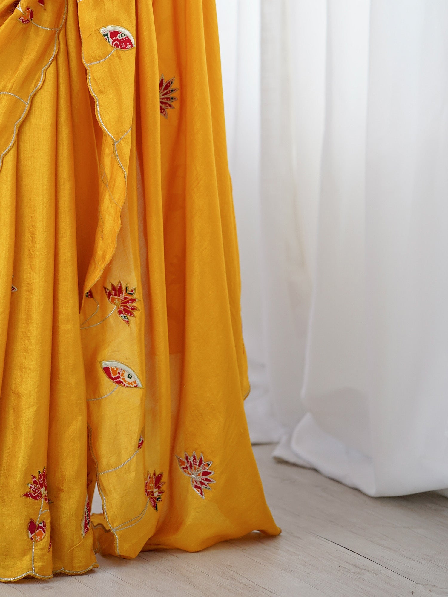 Embroidered Silk Saree with Patola Blouse - Ressa