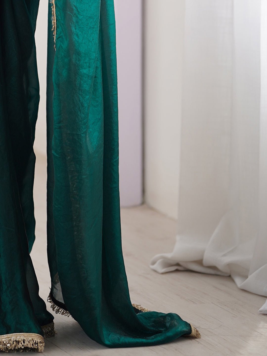 Emerald Green Organza Saree - Ressa