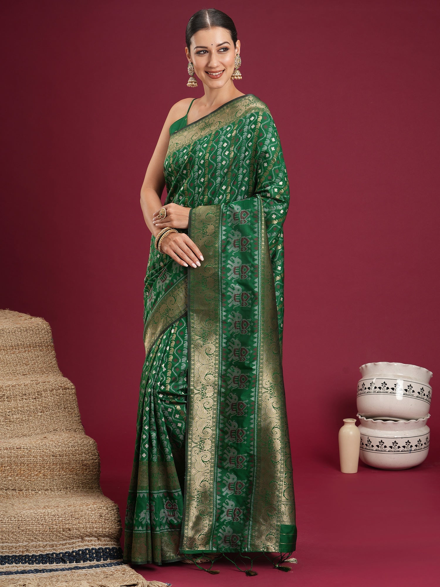 Emerald Green Saree - Ressa
