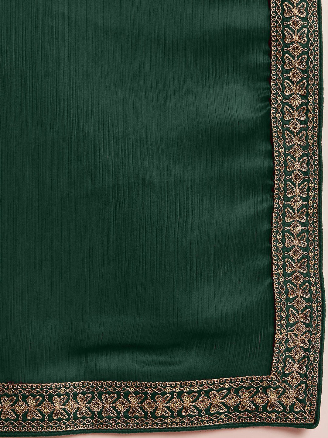 Emerald Green Satin Saree - Ressa
