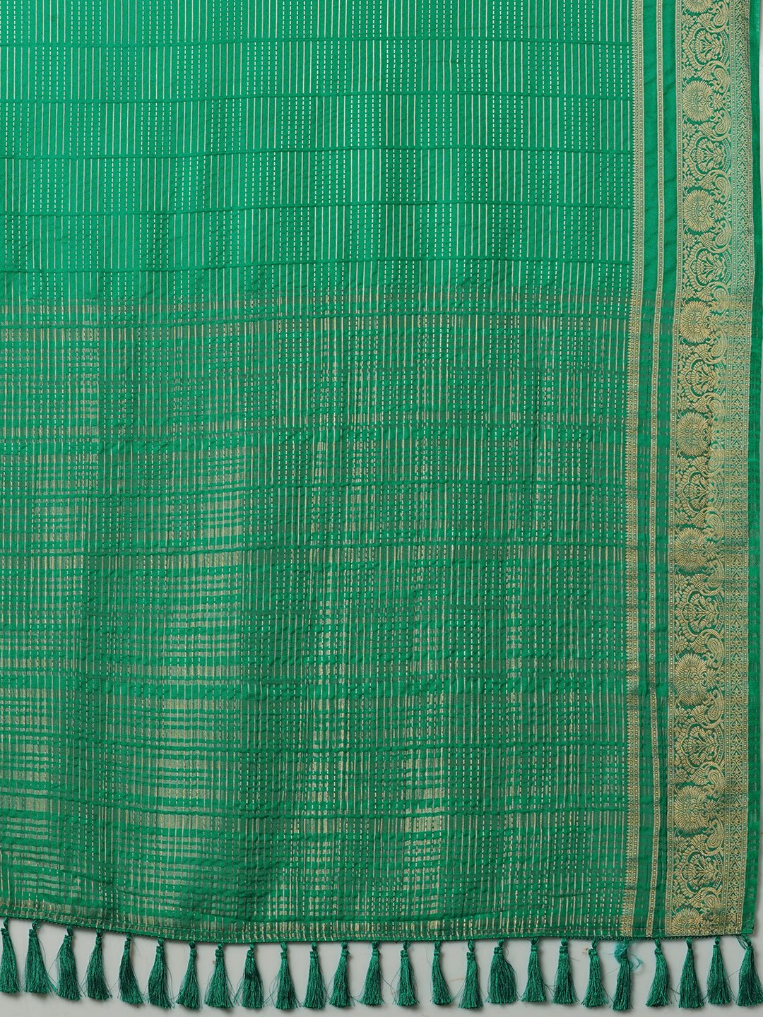 Emerald Green Tissue Silk Saree with Zari Border - Ressa