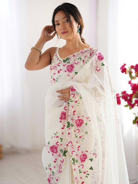Emroidery Supernet Saree - Ressa