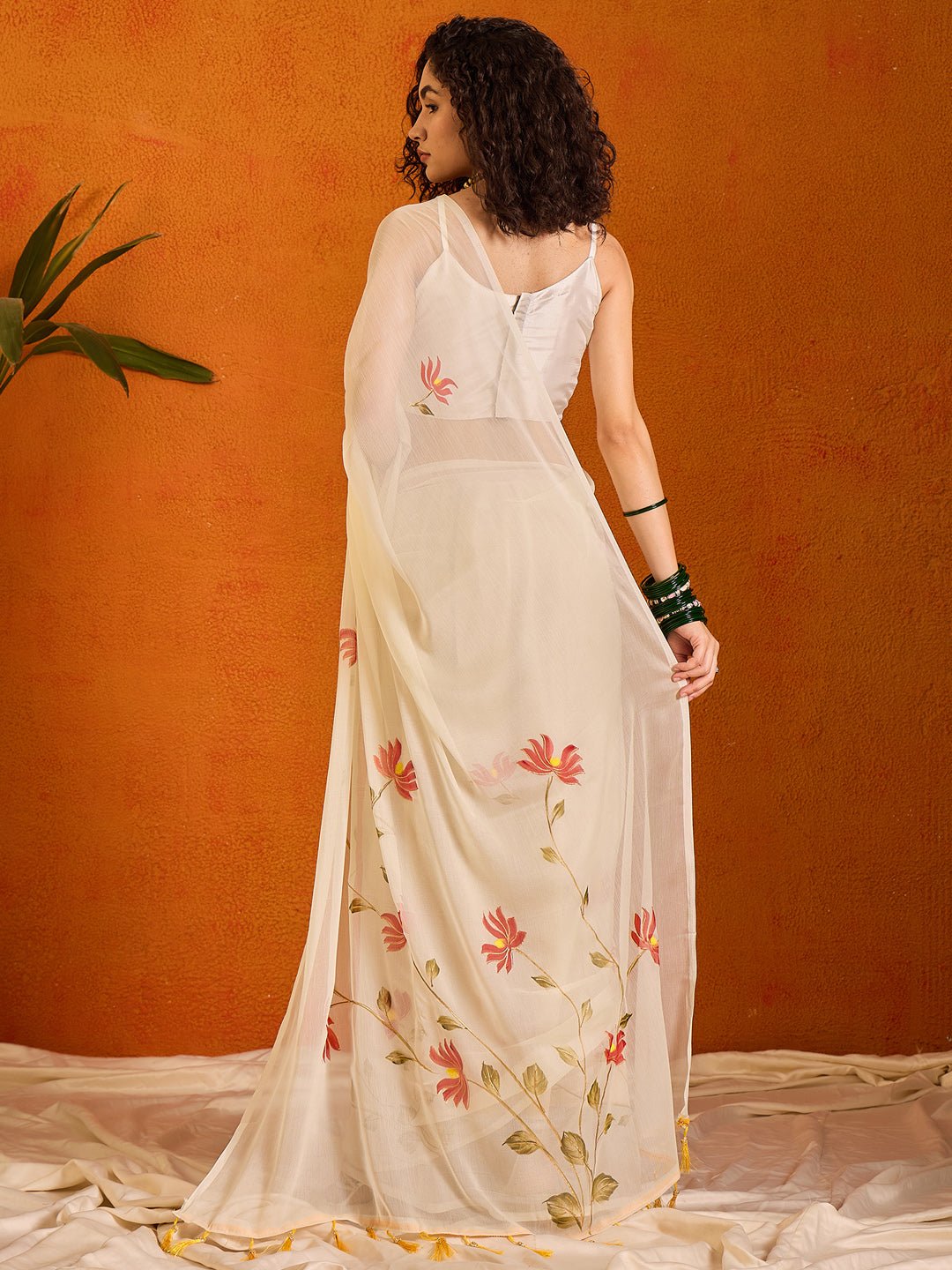Ethereal Ivory Hand-Painted Saree - Ressa