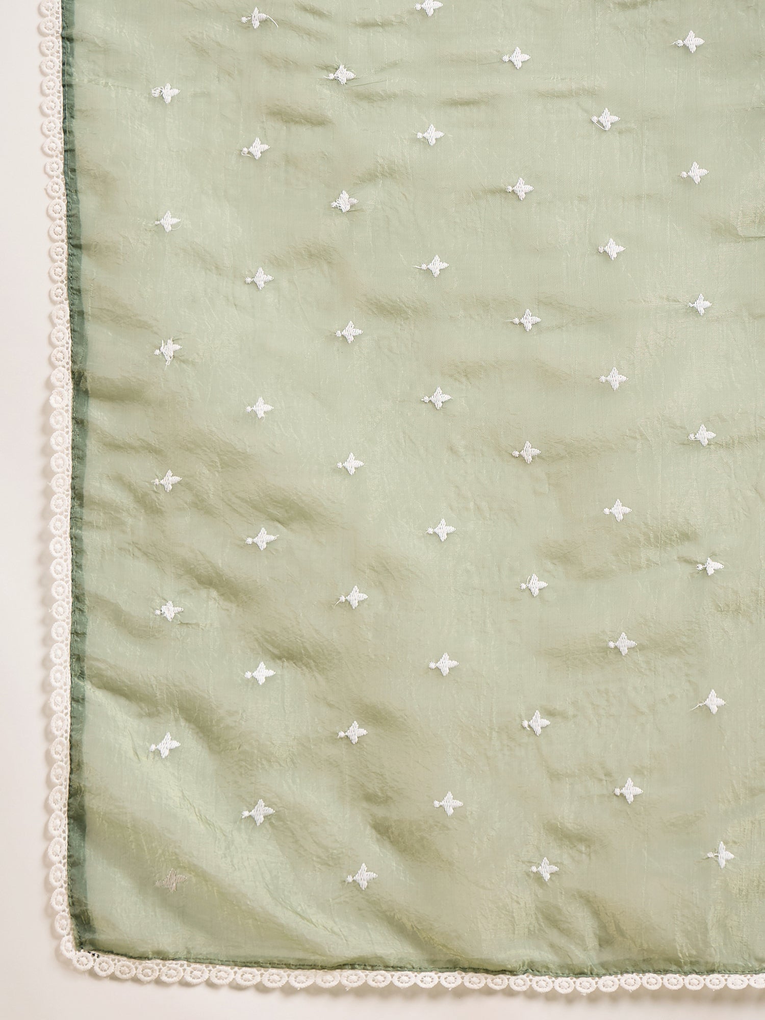 Ethnic Motif Sea Green Embroidered Saree - Ressa
