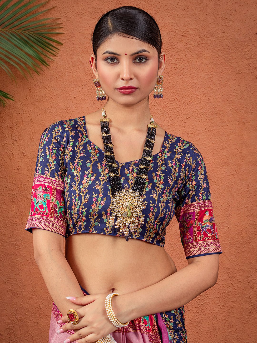 Ethnic Motifs Silk Blend Pink Saree - Ressa