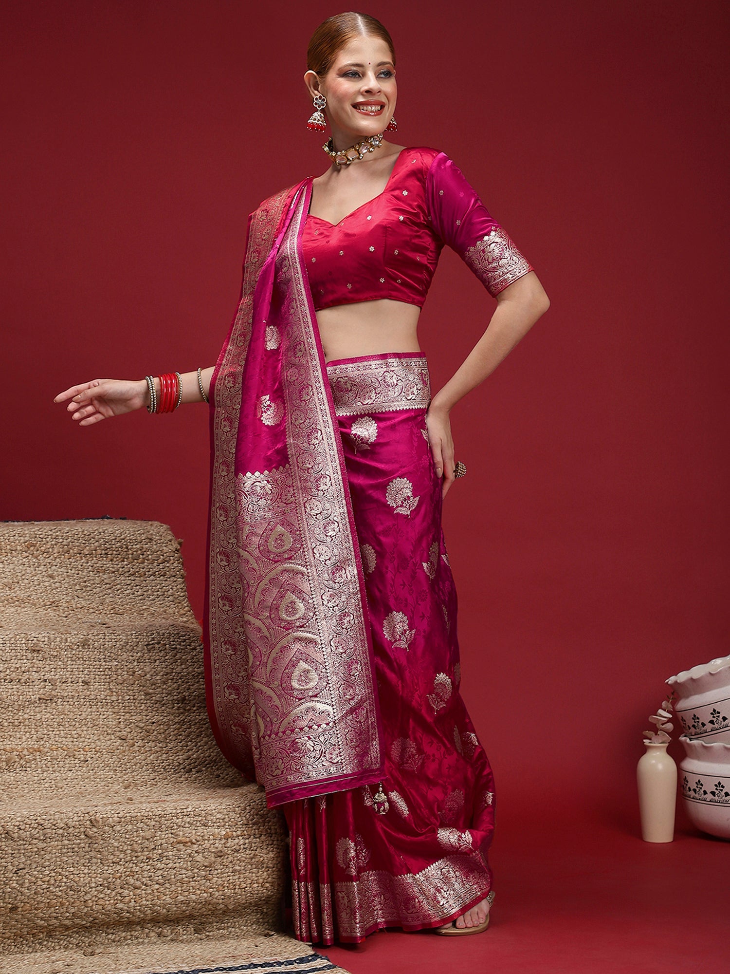 Ethnic Motifs Woven Design Zari Banarasi Saree - Ressa