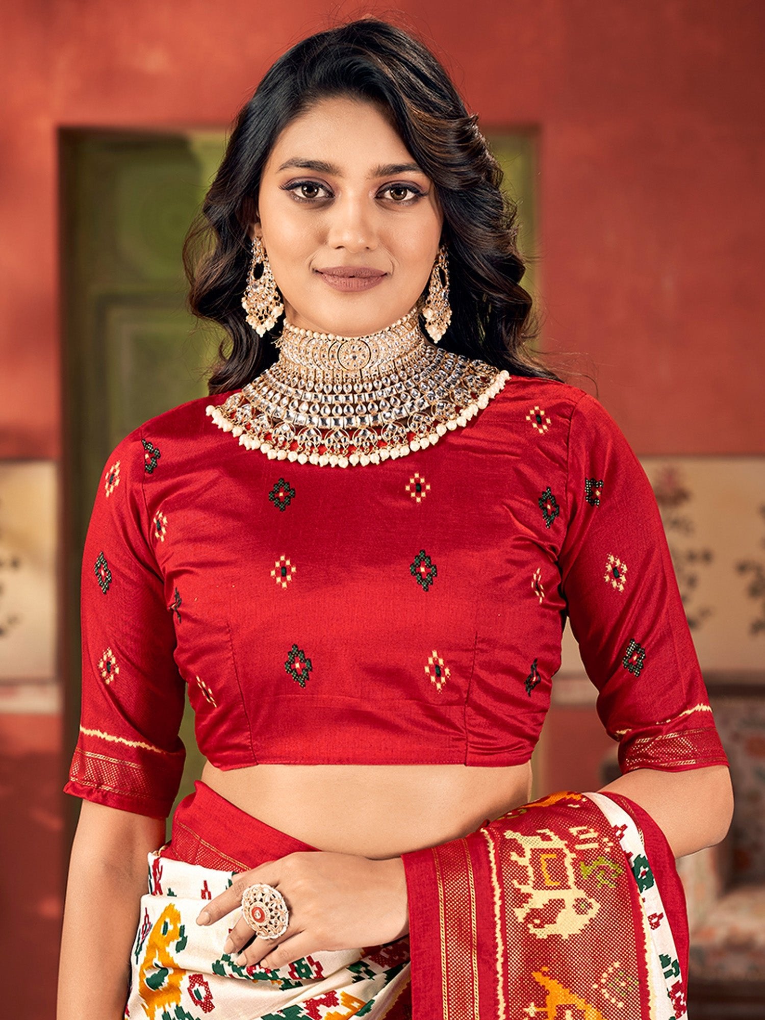 Ethnic Motifs Woven Design Zari Patola Saree - Ressa