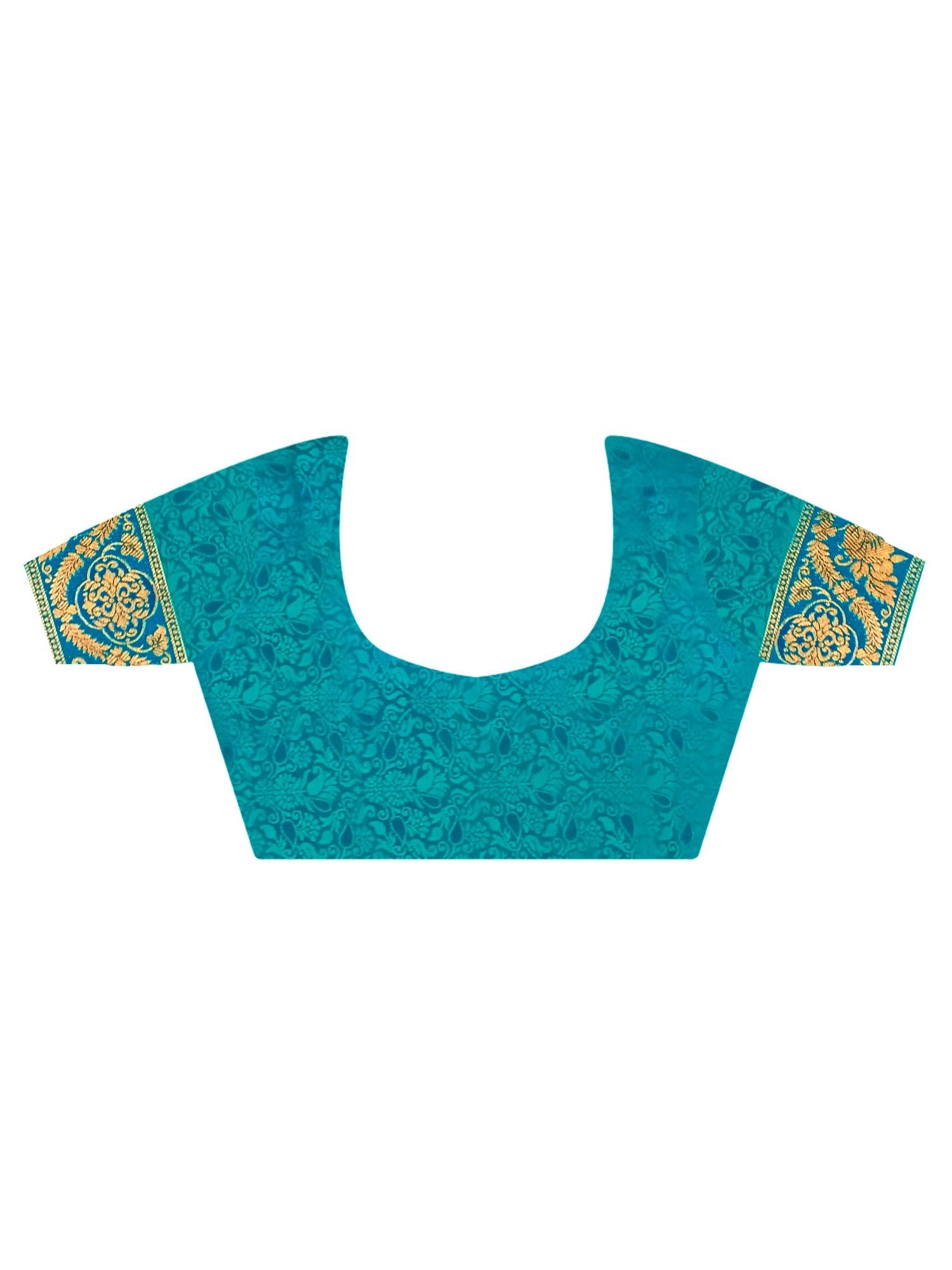 Feroza Blue Banarasi Silk Zari Weaving Tree of Life Saree - Ressa