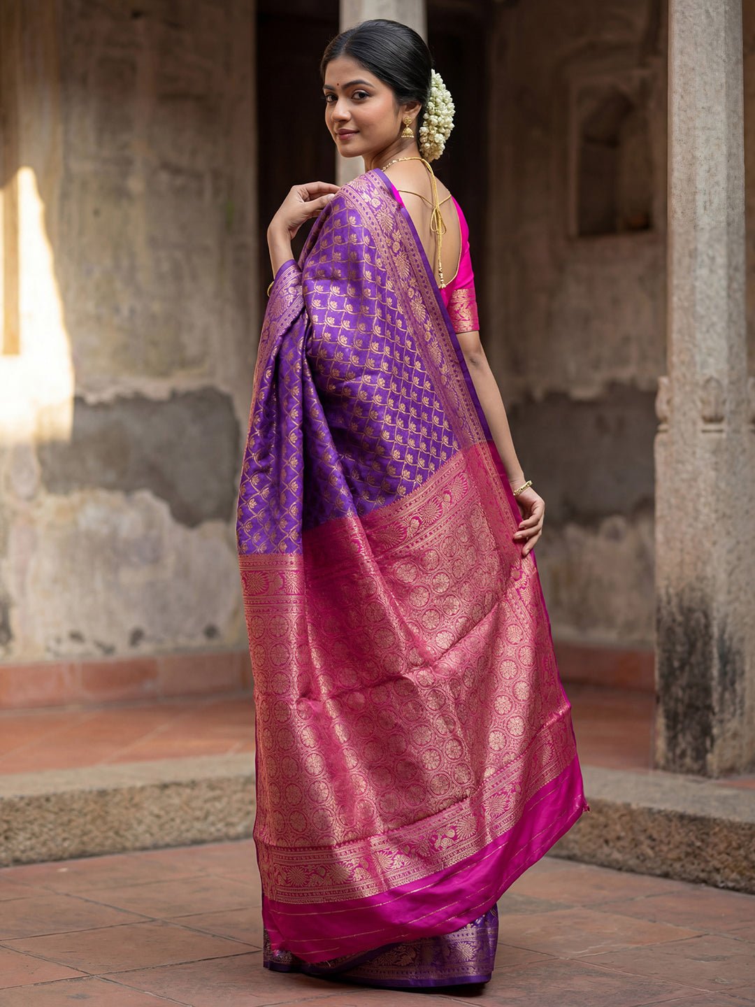 Purple Banarasi Silk Saree - Ressa