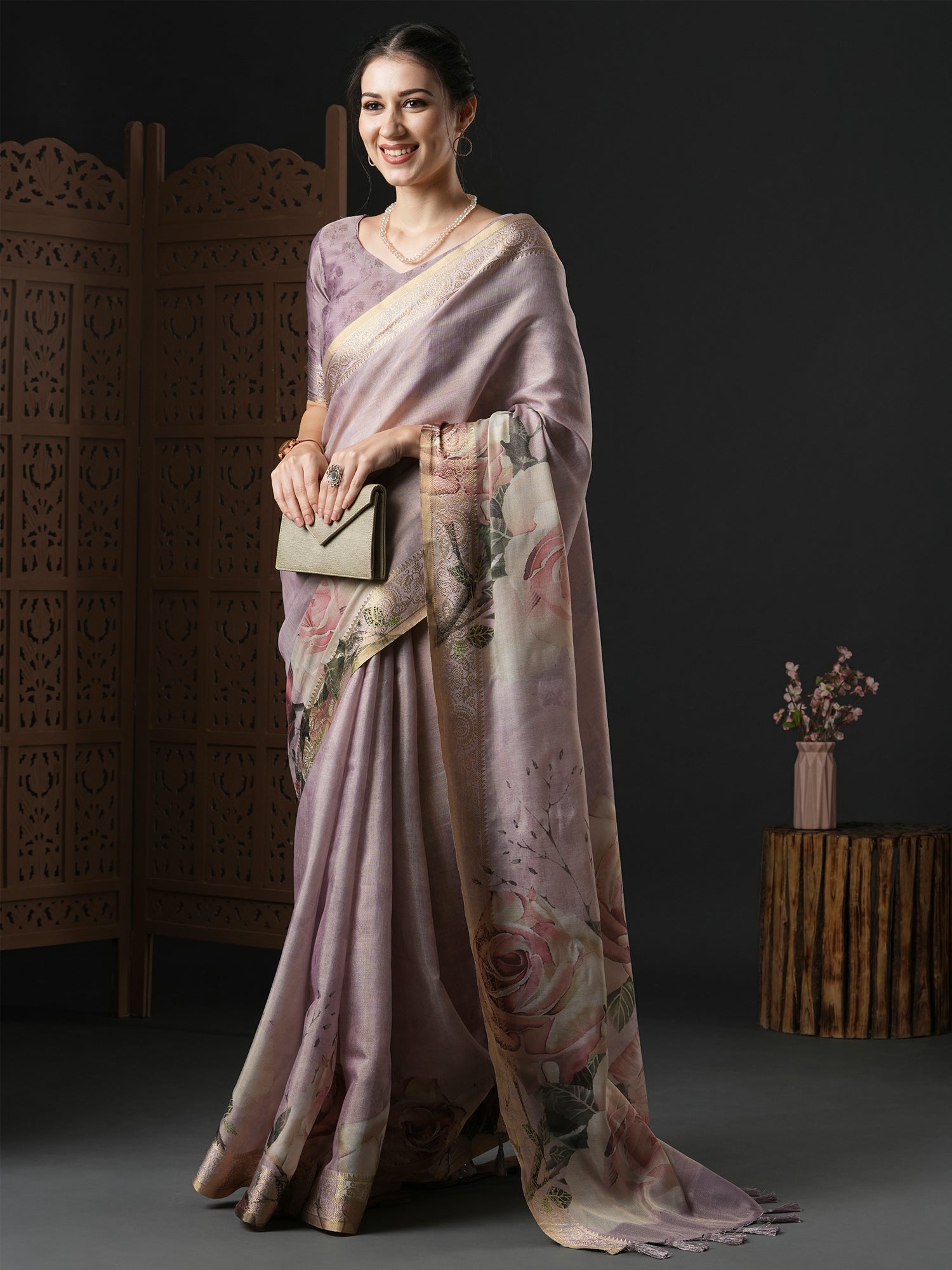 Floral Digital Print Kanjivaram Silk Saree - Ressa