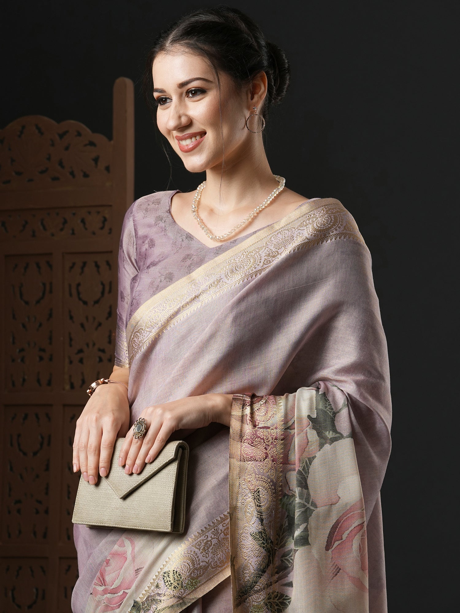 Floral Digital Print Kanjivaram Silk Saree - Ressa