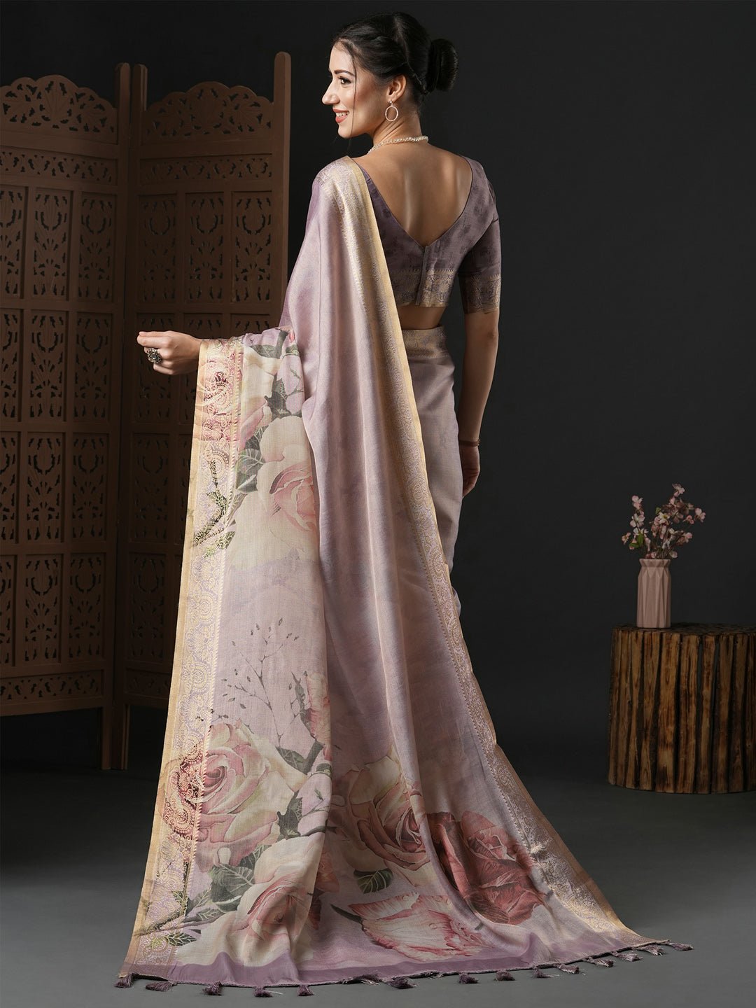 Floral Digital Print Kanjivaram Silk Saree - Ressa